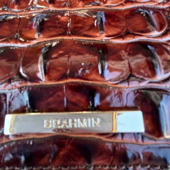 Brahmin Minuette Rich Brown Croc-Embossed Crossbody Bag - Picture 4 of 11